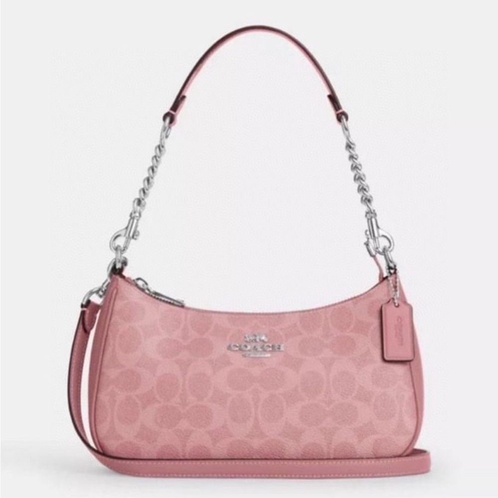 Sold ❌NWT！COACH TERI SHOULDER BAG IN SIGNATURE（COACH CV933）Pink
